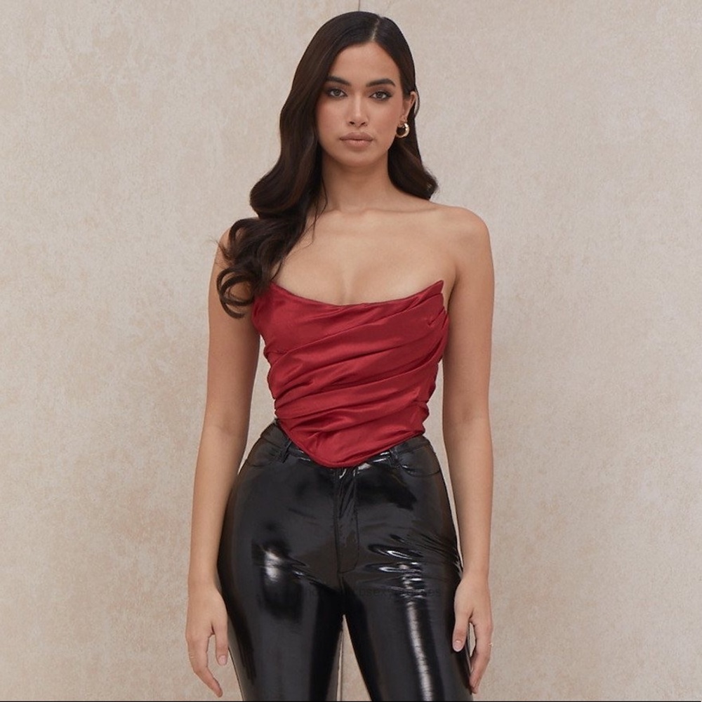 House Of CB Red Satin Corset. Perfect for V Day - New w/ tags & original box